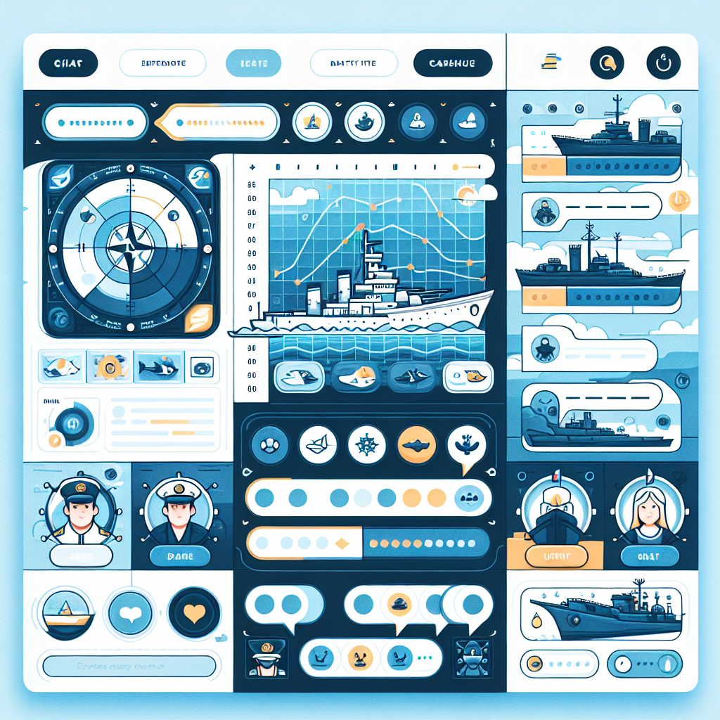 A chat interface for players in a battleship game, featuring chat bubbles and user avatars